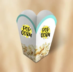 Pop Corn Boxes With Round Die Cut Top Edges