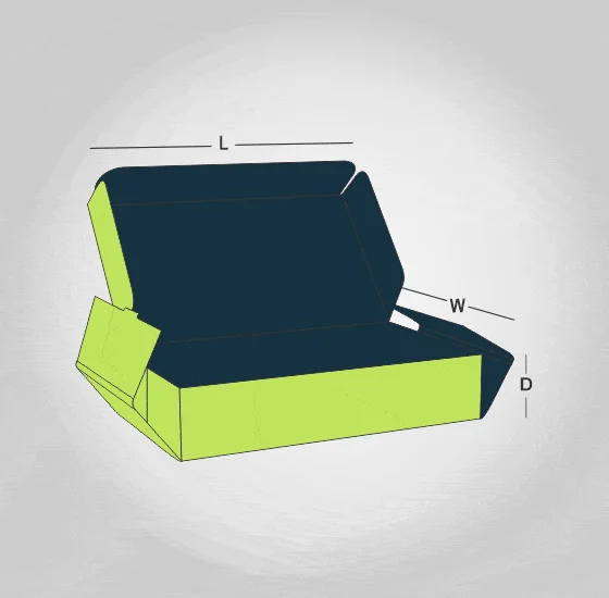 Roll End Tuck Top with Dust Flaps Box Template Angle 2